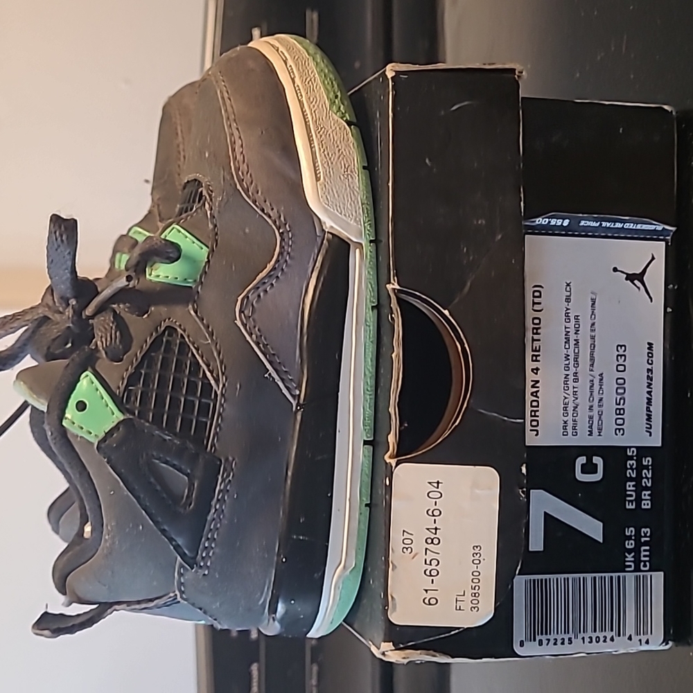 Toddler Jordan 4 Green Glow/Cement Grey